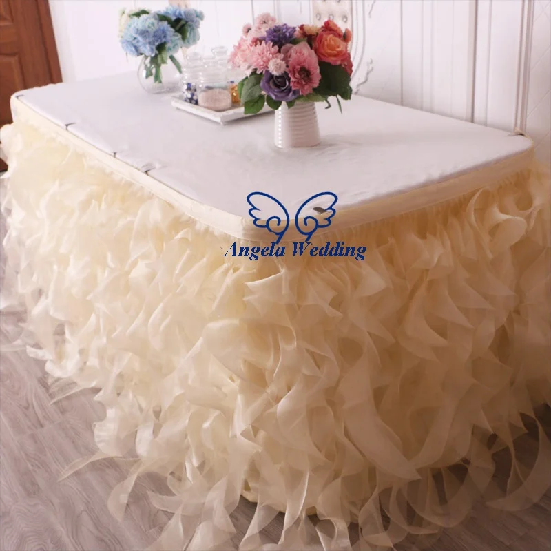 SK010R Заводская очень легкая Шампанская 14 футов длиной 75 см прямая юбка из органзы цвета слоновой кости кудрявая ива Свадебная юбка