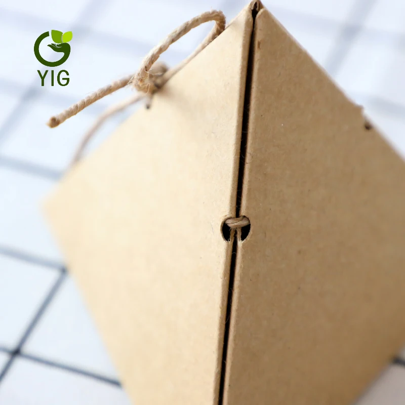 Custom kraft pyramid wedding gift box candy or tea caddy