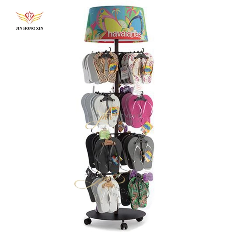 Fashionable department store used floor metal trade show slipper shoe hook chips snack hanging food display stand