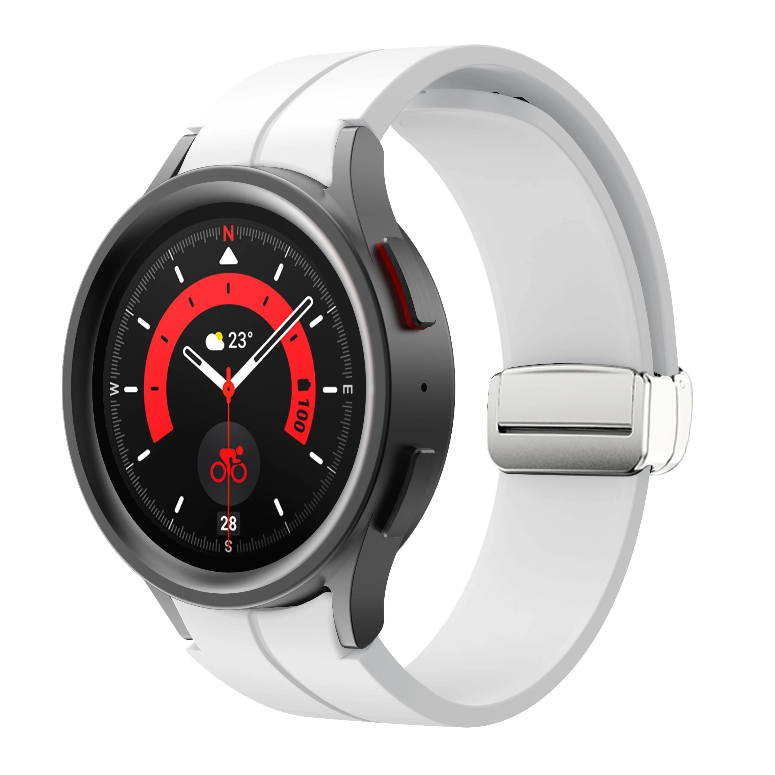 Official Magnetic Folding Buckle Sports Breathable Watch Bracelet Smart Watch For Samsung Watch4/5/6/7 Series Silicone Wristband