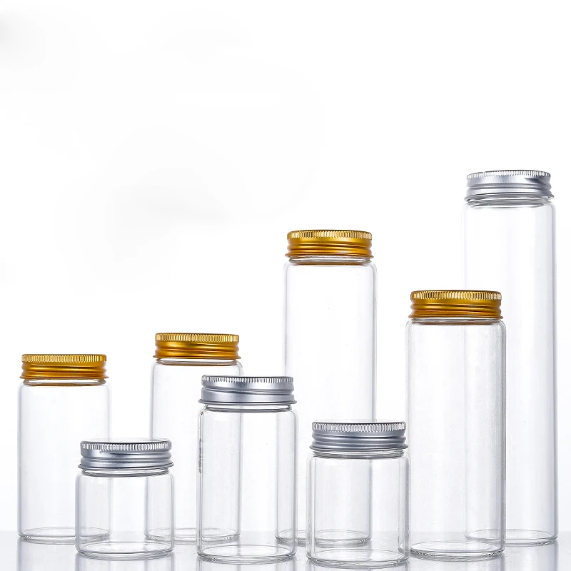 Premium Quality glass jar with aluminium cap honey Coffee Beans Cube Surge Spice Storage Containers