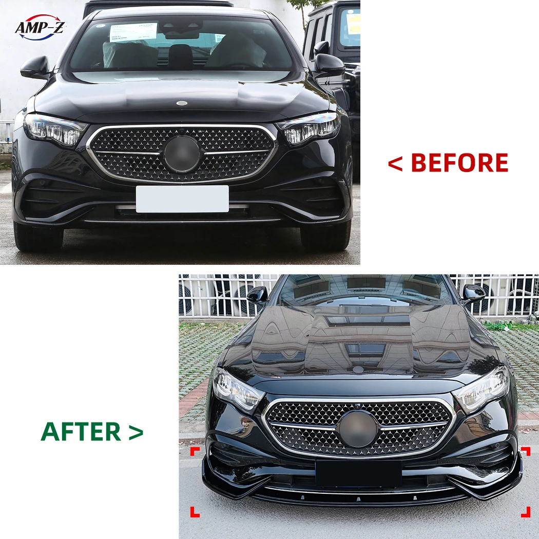 AMP-Z W214 Front Bumper Lip Splitter Auto Body Kits For Mercedes Benz E Class W214 2024+ E260 300 AMG Car Accessories