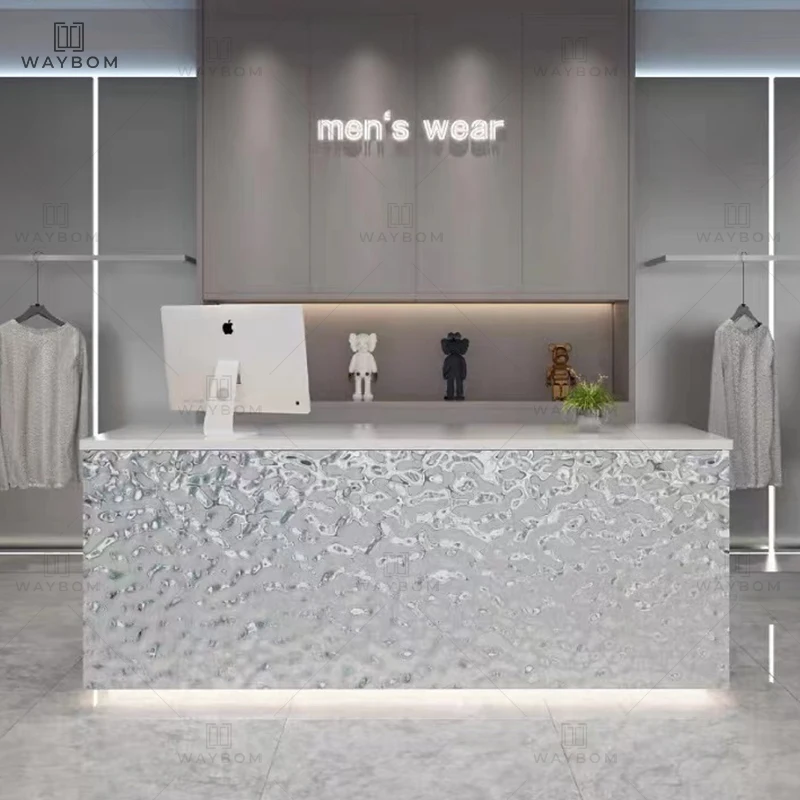 white Reception desk beauty salon L corner curved salon furniture small reception desk reception counter front desk