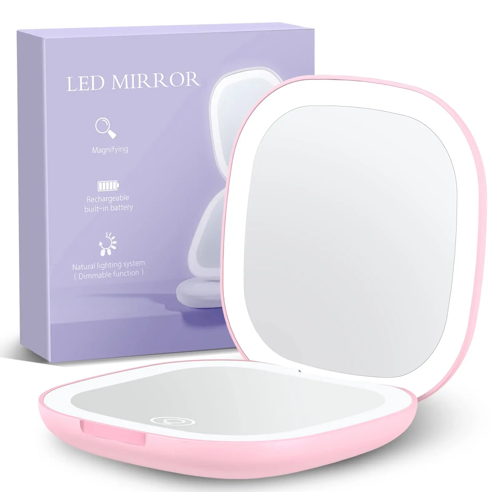 2023 Hot Sale Led Round Mini Small Vanity Travel Pocket Lip Mirror For Makeup  Pocket Mirror Custom Logo With Led