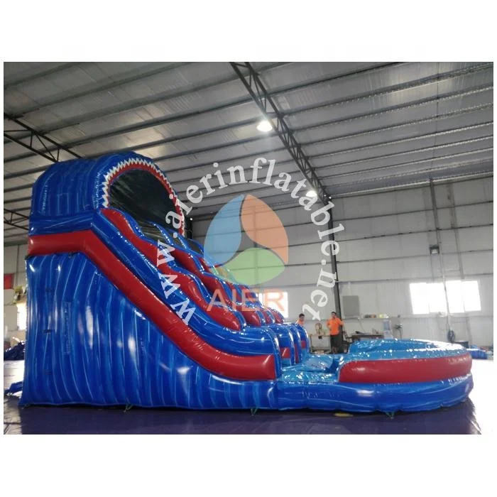 Popular inflatable blue red marble water slide pool Pvc inflatable slides Inflatable swimming pool for kids with slide