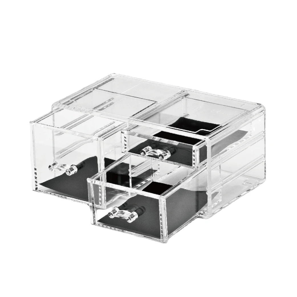 3 Drawers PS Acrylic Jewelry Makeup Organizer, Cosmetic Organizer Vanity Storage Display Box Stackable Countertop Case