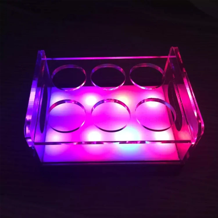 13.7X4.3X5.9Inches Acrylic Bar Wine Cup Holder With Led Light Catering Di Amore Shot Glass Serving Tray