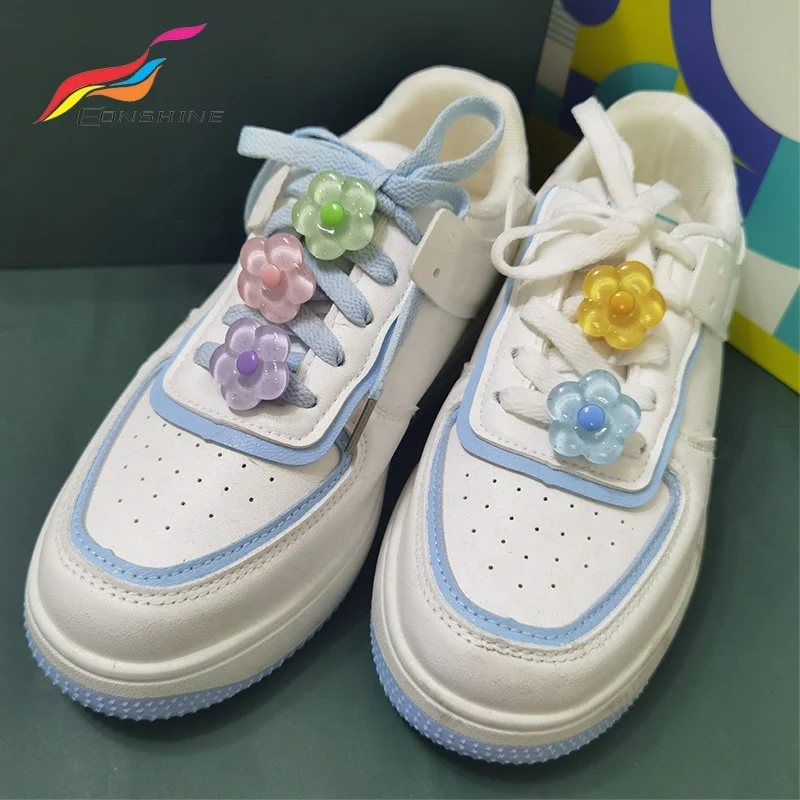 DIY Plastic Sunflower Daisy Sakura Flower Shoe Lace Buckle Sneaker Shoelace Charms Decoration Accessories