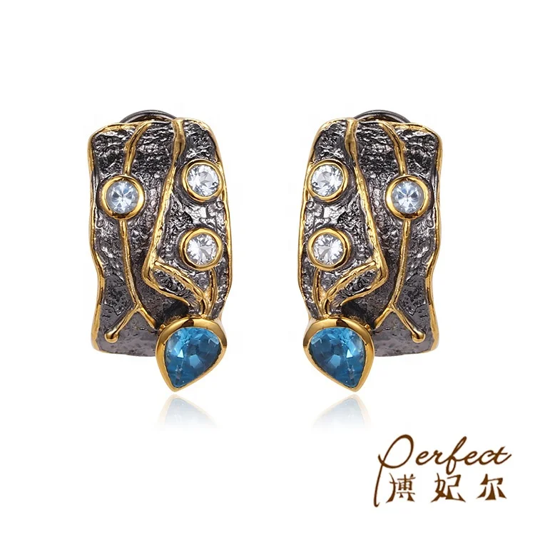 Fashion Thailand Costume 925 Sterling Silver Huggie Earrings Jewelry for Women