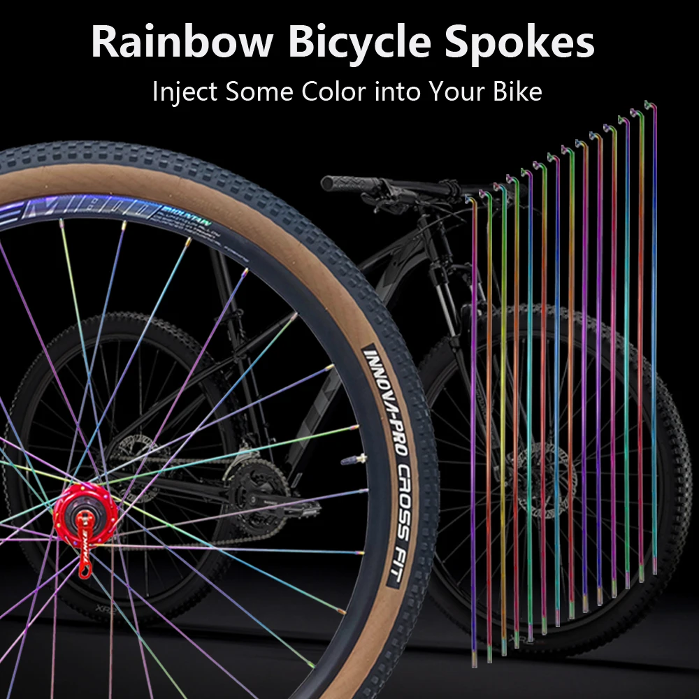 1 Pcs Rainbow Bike Radius 26 27.5 29 Inch Wheel Road Bicycle Spokes Stainless Steel Mountain Bike Spokes
