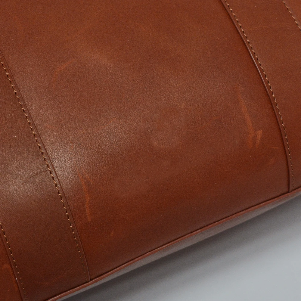 High quality handmade custom Chestnut Genuine Leather Travel Bag Classic duffle bag