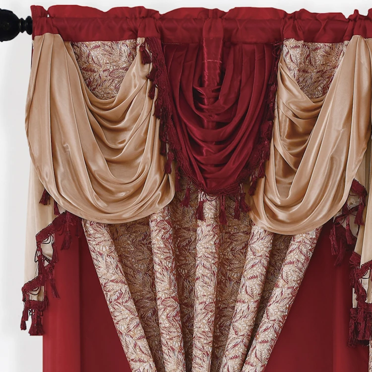 Factory Wholesale High Quality French Window Jacquard Curtain Valance Set