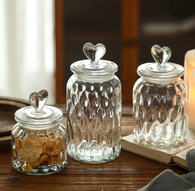Clear Heart Shaped Jars Cute Candy Jars Glass Candy Cookie Bottle