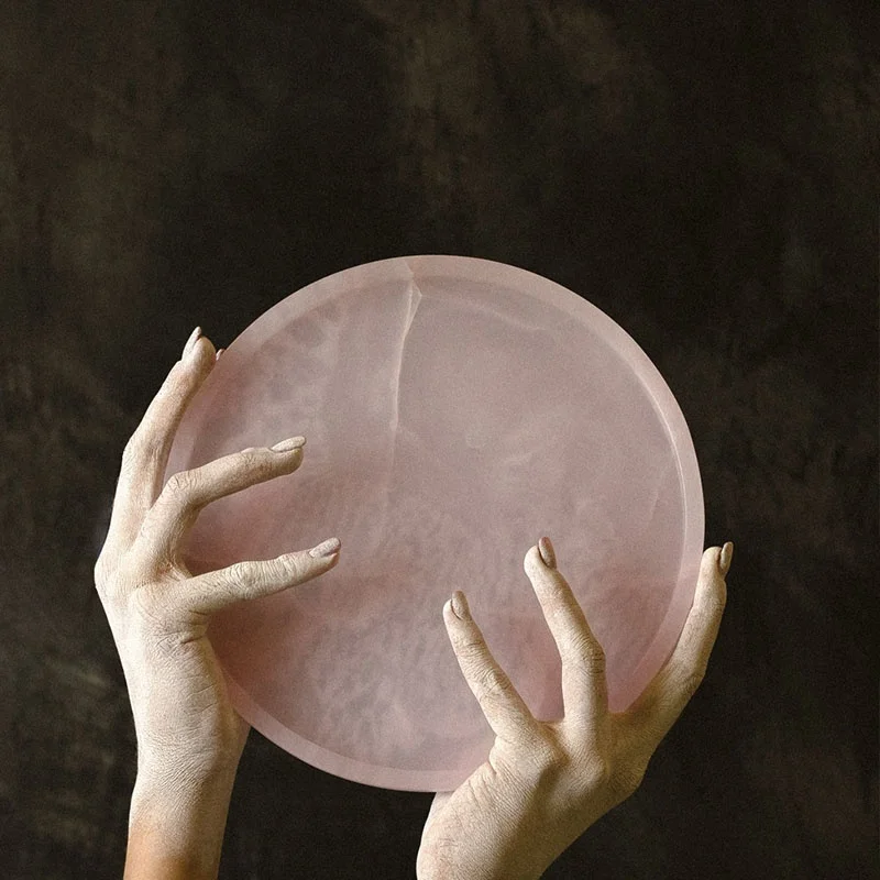 Prefab Nero marquina black marble serving tray Round tray dia 20x3cm