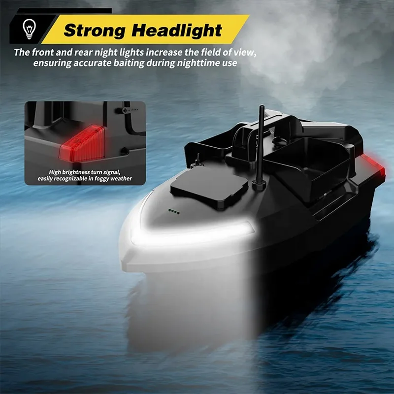 V801 Electric Wireless Remote Control Bait Boat 500m Range 2KG Load Dual Motors LED Lights for Night Fishing Fixed Speed Cruise