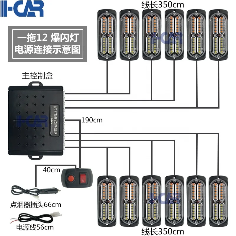Surface grille led strobe lights for car truck SUV emergency vehicle surface grille mount led strobe light warning strobe light