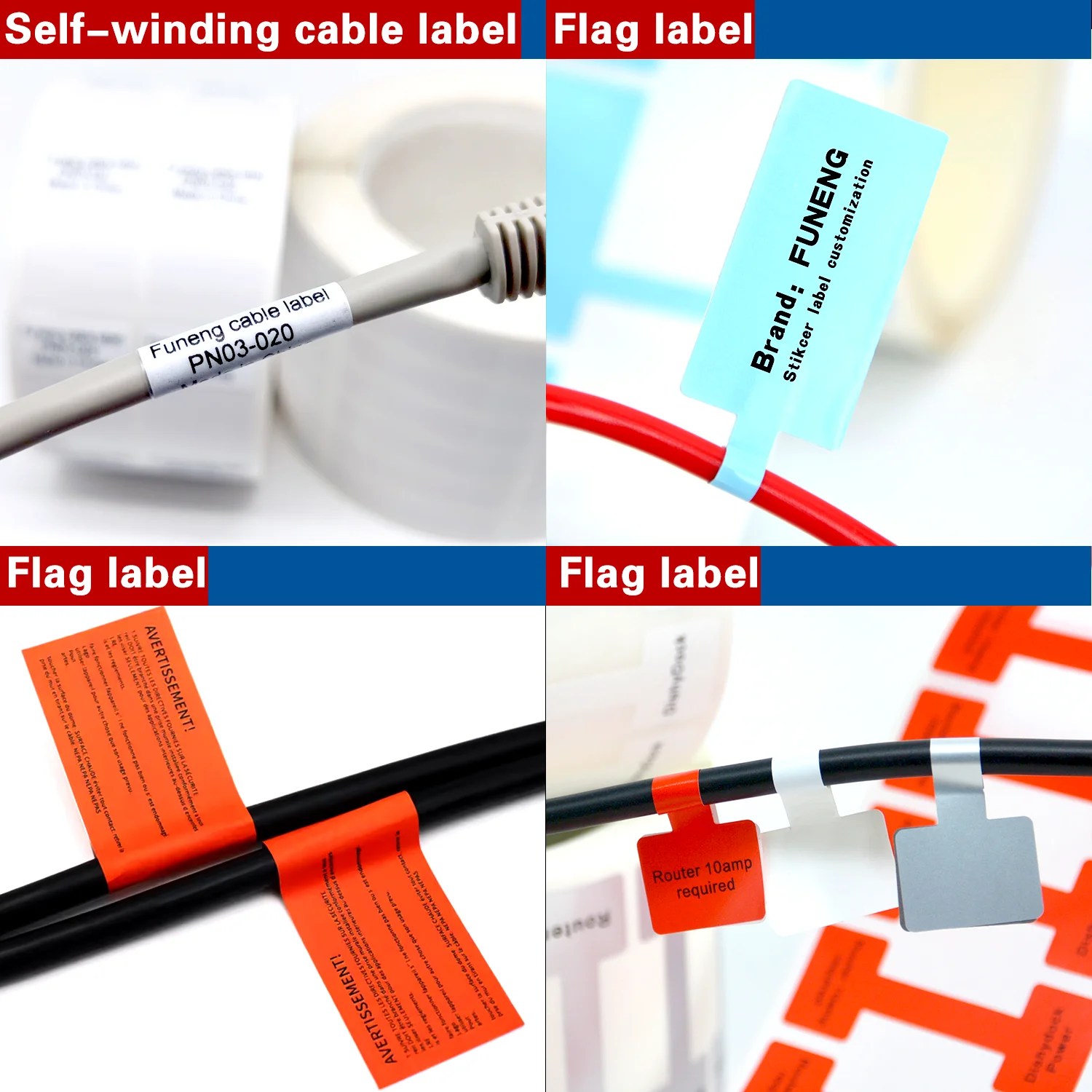 Custom wire cable label waterproof cable fiber special label custom strong paste paper roll