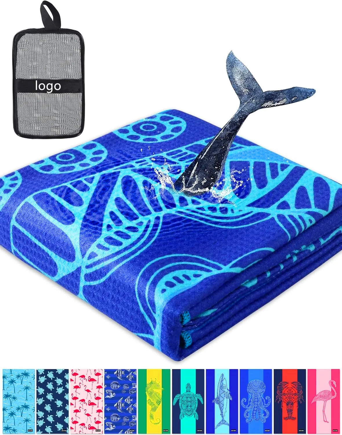 Wholesale waffle microfiber golf towel personalized logo quick dry sports towel with clip and beach towel