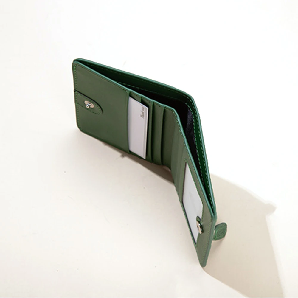 In Stock Multi-Slots RFID Genuine Leather Card Holder Wallets with Zip Pocket Anti-Theft Short-Length Bifold Card Wallet