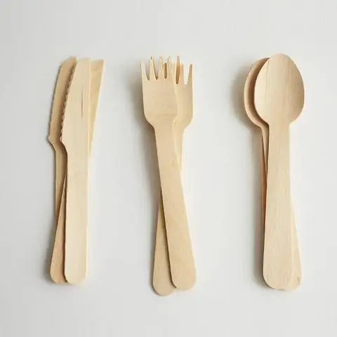 
Factory custom new design eco friendly 170mm bamboo tableware disposable knife and fork wooden cutlery 