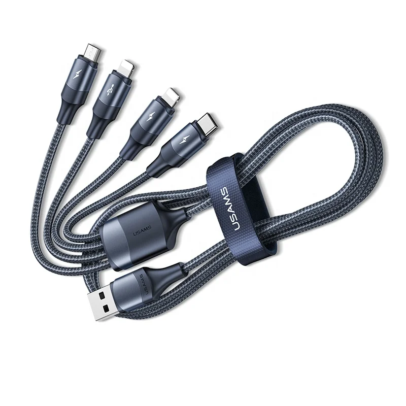 USAMS 4 в 1 micro usb type c 3A Быстрая зарядка Мобильный телефон flex кабели для передачи данных оригинал