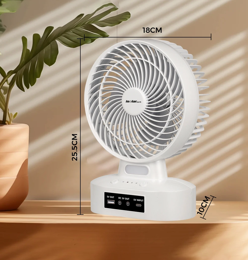7 INCH Charging Table Fan USB Desk Rechargeable Fan With Light