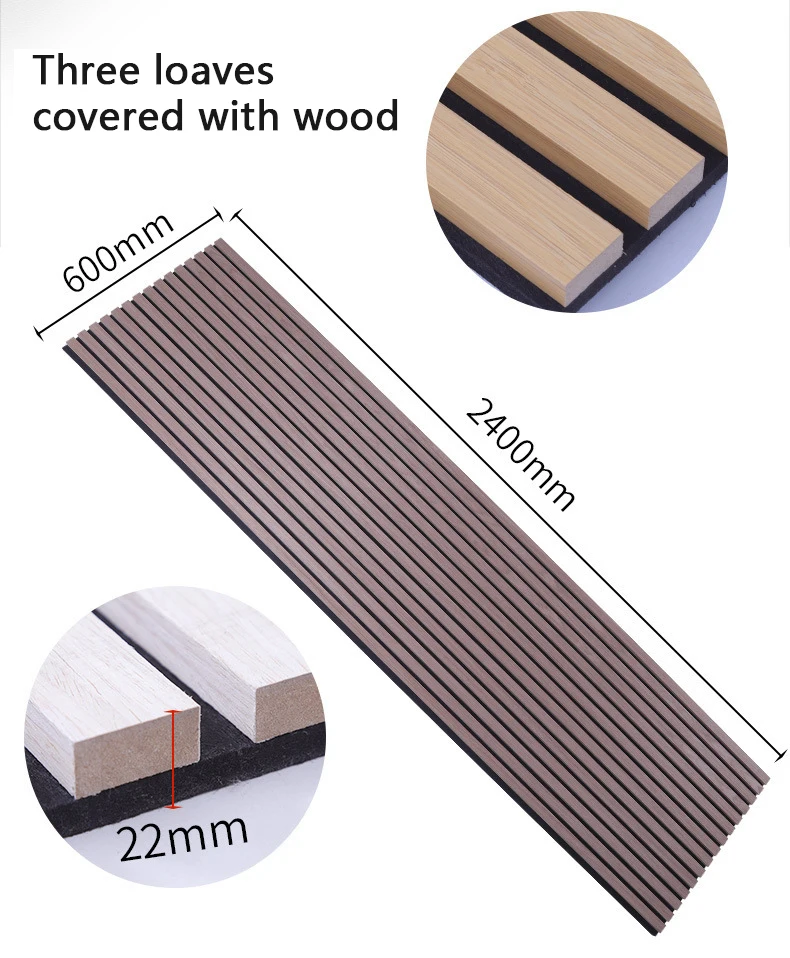 KASARO Sound Proof Panel Absorbing Polyester Fiber PET Wood Slat wall Natural Oak High Density Wooden Slat Acoustic Panels