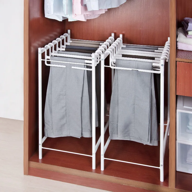 Large capacity bedroom wardrobe clothes rack telescopic double pole telescopic foldable clothes rack stand PR-50