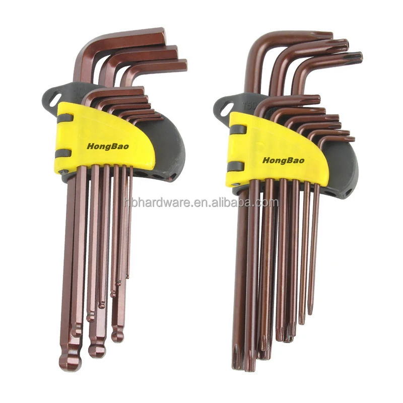 9 Piece Industrial Grade Super Torque Long Arm Ball End S2 Alloy Steel material Metric 9 L Wrench Allen Key Set SAE Hex Key Set