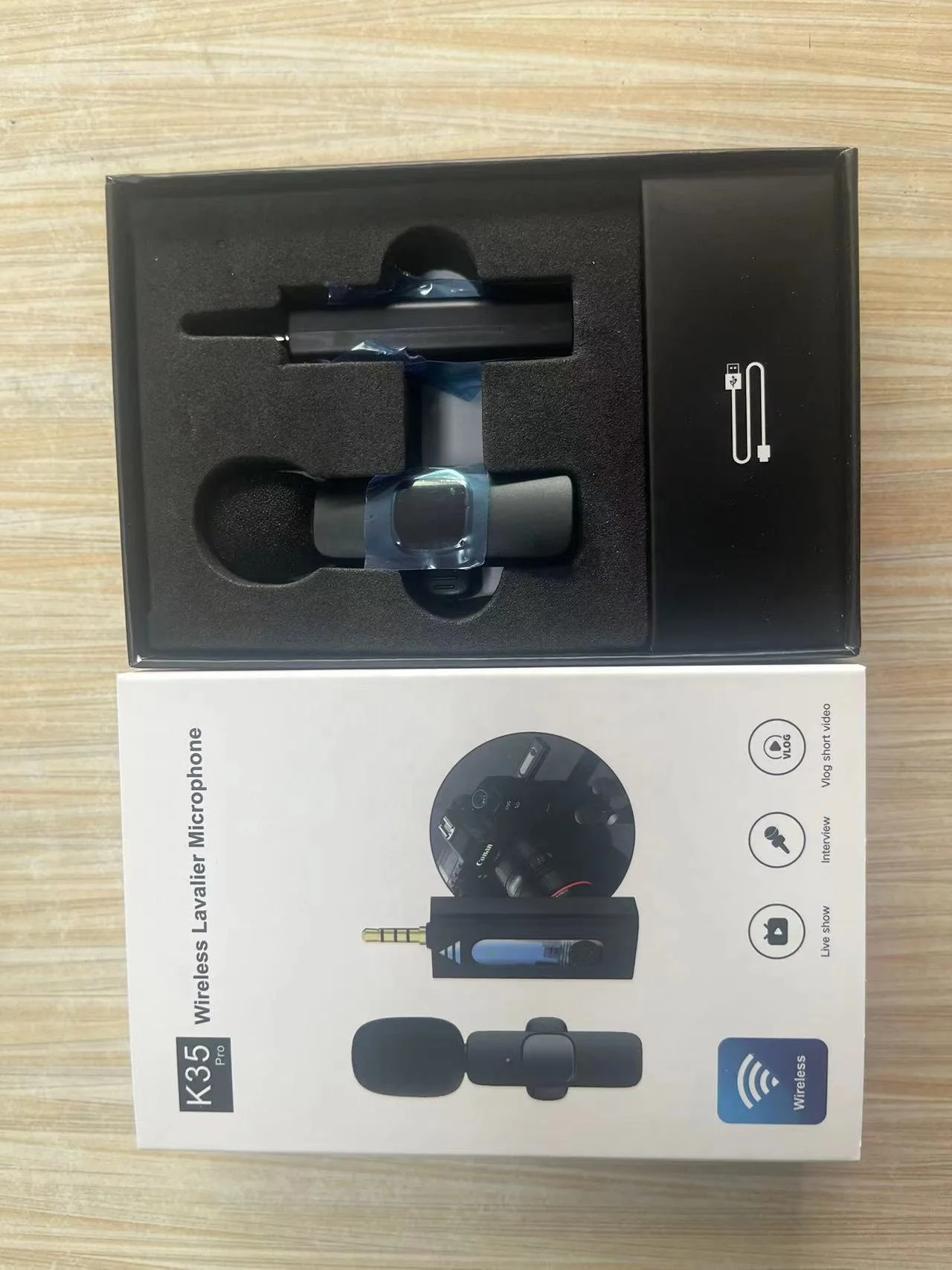 k35 Wireless 3.5mm Lavalier Lapel  Omnidirectional Condenser Miwith speaker for Camera Speaker Recording Mic for Youtube