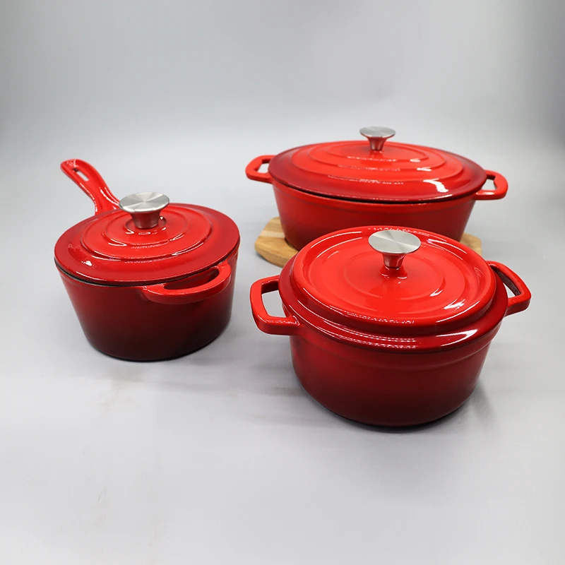 Оптовая цена под заказ Высококачественная цветная эмалированная чугунная посуда