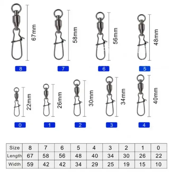 Stainless Steel Strong Ball bearing Swivel Fishing Swivel Snap Fishing Accessories