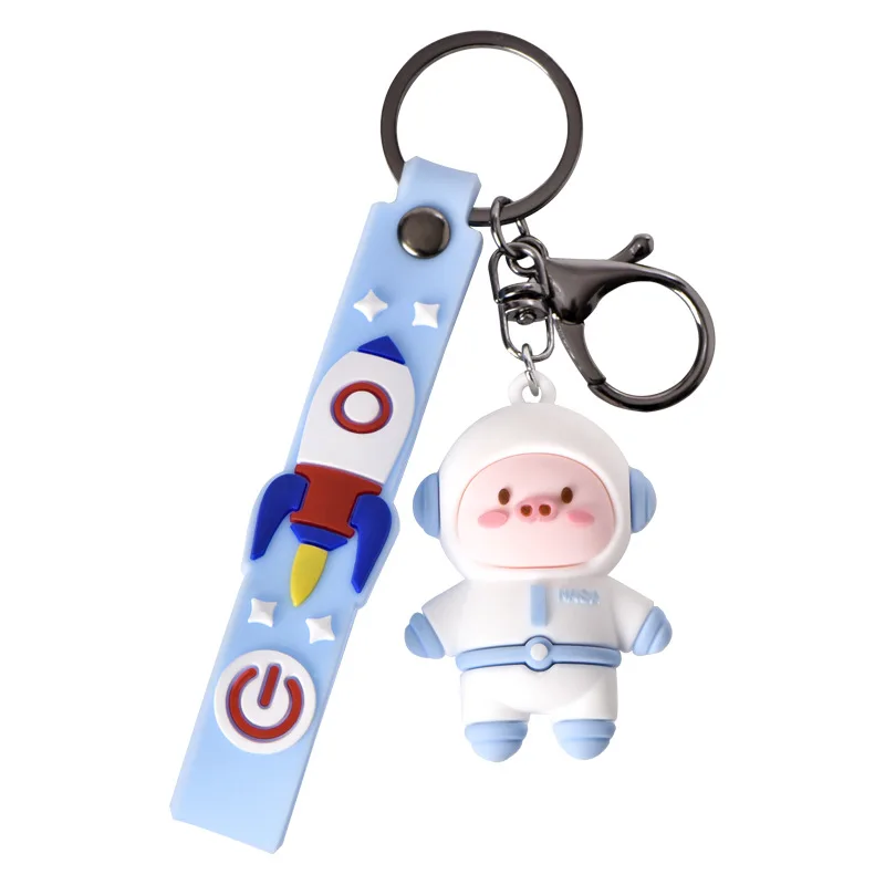 Multi Shapes Cartoon Astronaut Bear Duck key chain Cute 3D Rubber Key Chains Bag Pendant