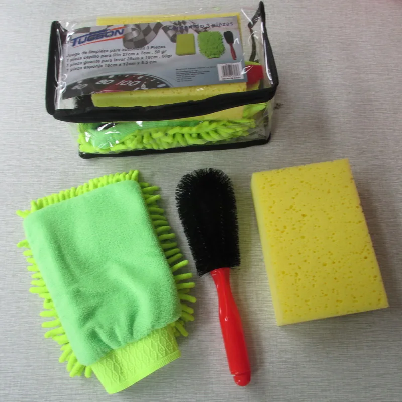 
3 piece car wash kit, car care cleaning, car cleaning set 