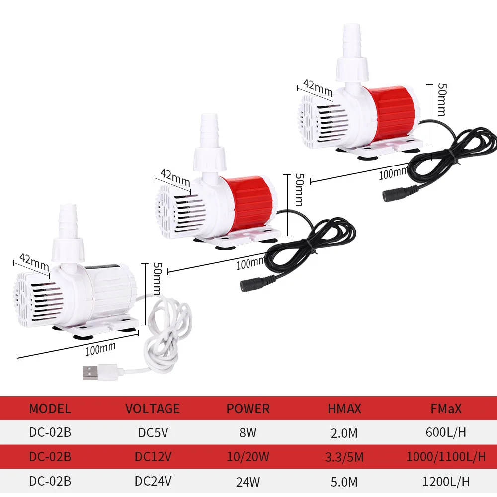 Fish tank DC submersible pump DC12V/24V fish tank filter circulation pump high-lift ultra-quiet micro-pump