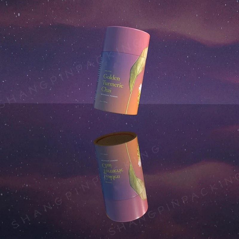 Recycled Flower Tea Packaging Compostable Kraft Paper Tube Paperboard Cylinder Packaging Tea Box