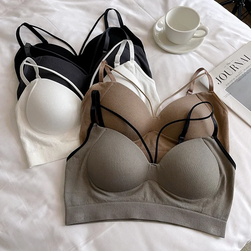 Women sport Undershirt Style Gathered Comfortable Non-steel Ring Underwear Deep V Beautiful Back Bra