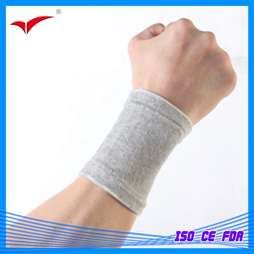 Wholesale bamboo yarns elastic wrist band support knitted absorb sweat breathable elastic wrist band