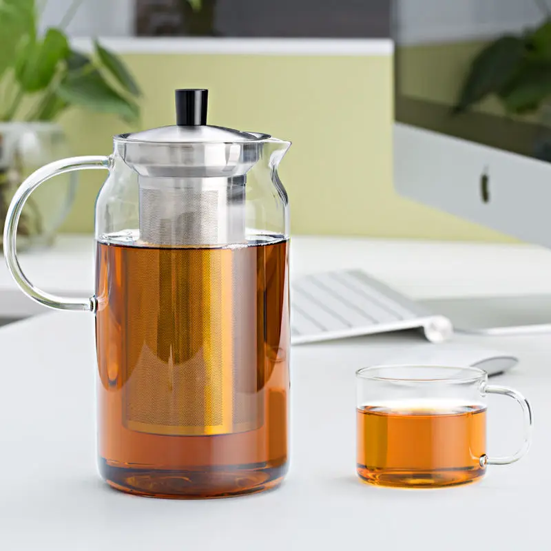 2024 New Hot Selling Stovetop Transparent Glass Water Teapot Safe Coffee Tea Pot with Stainless Steel Filter