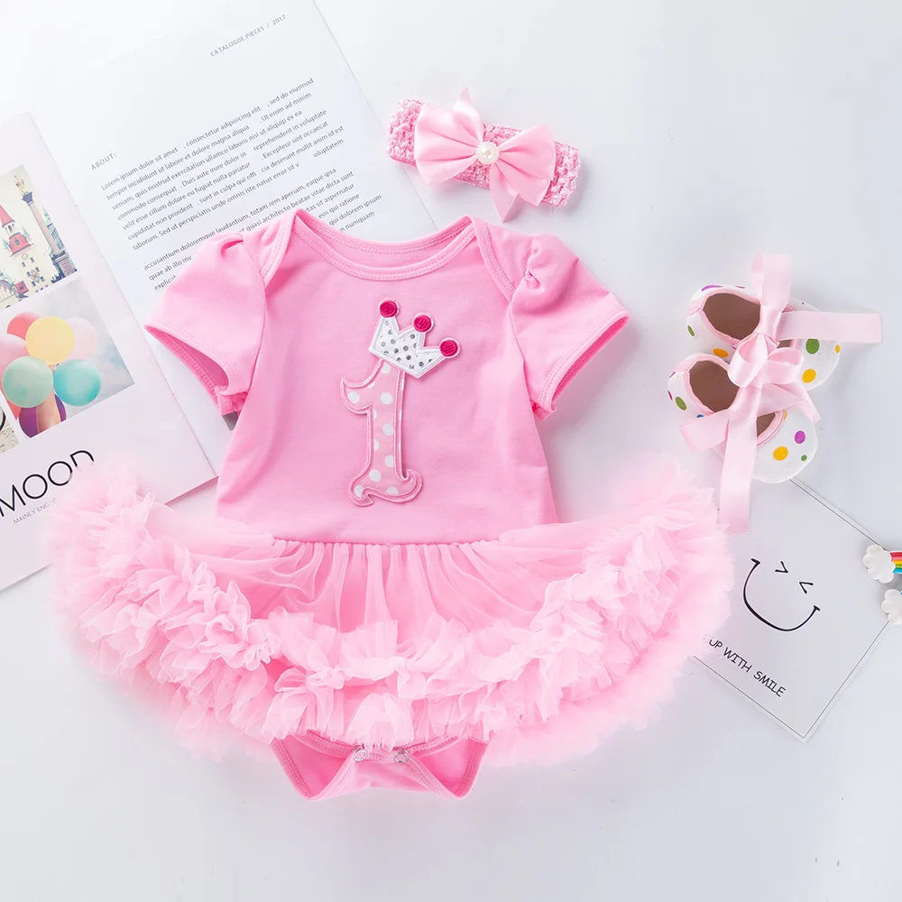 Летнее платье принцессы с коротким рукавом дизайнерское детское Onsie комбинезоны кружевное для девочек пушистая балетная юбка-пачка Детский комплект