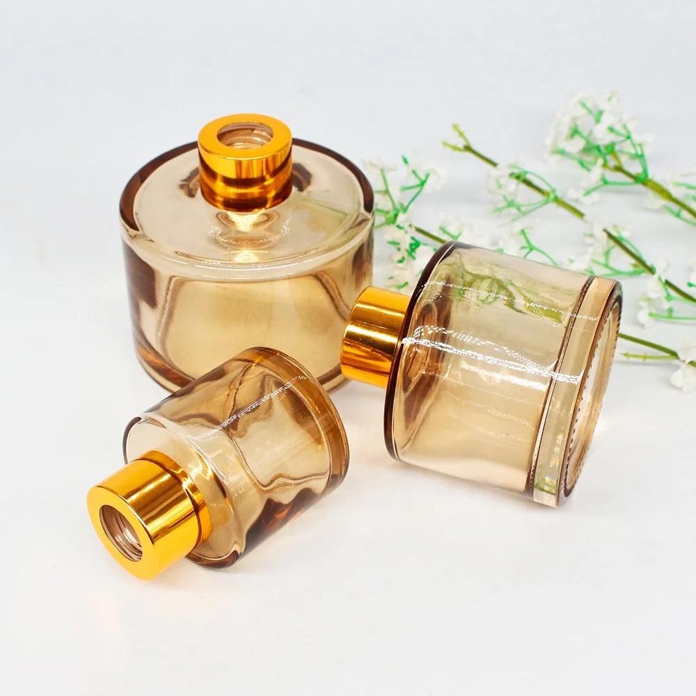 LANGXU flat diffuser bottles 50ml round and transparent reed diffuser glass bottle 100ml spray colored cylinder bottles