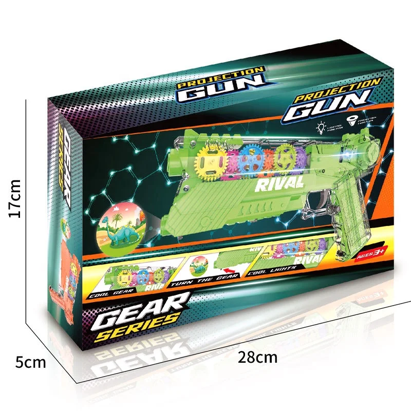 Plastic Electronic Juguete Transparent Gear Interactive Shooting Gun Toy Pistol Projector Toy Guns for Kids