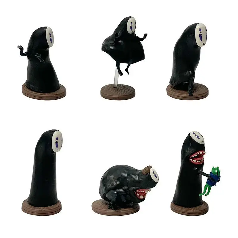 6PCS Plastic Anime Figure Set Spirited Away No Face Man PVC Anime Figura Model Toy Doll 4CM Mini Figures Statue Anime Figurine