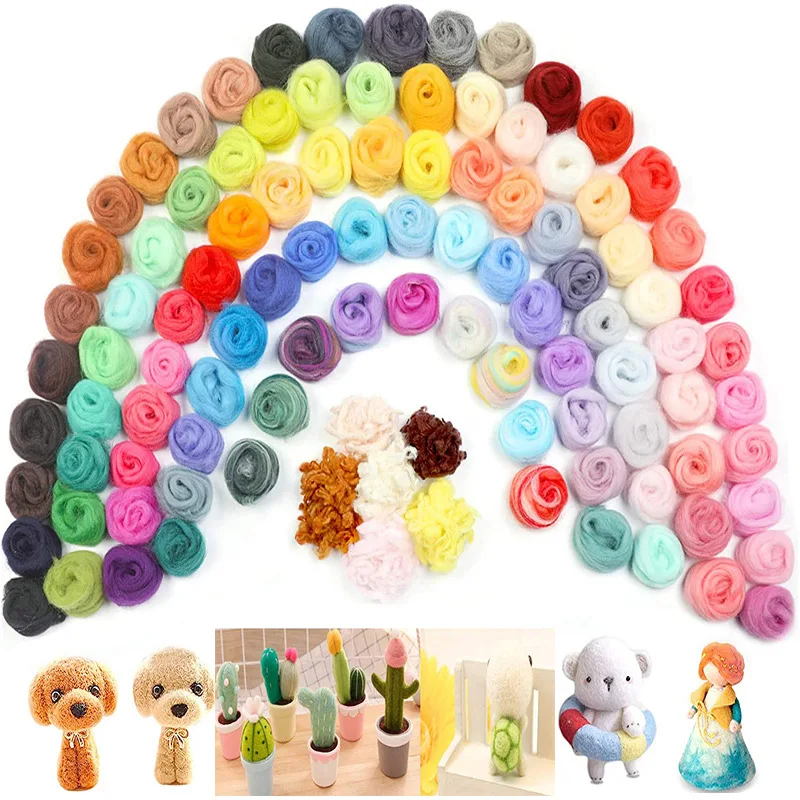 100 colors fibre wool yarn roving for knitting felting hand spinning DIY craft materials wool felting supplies
