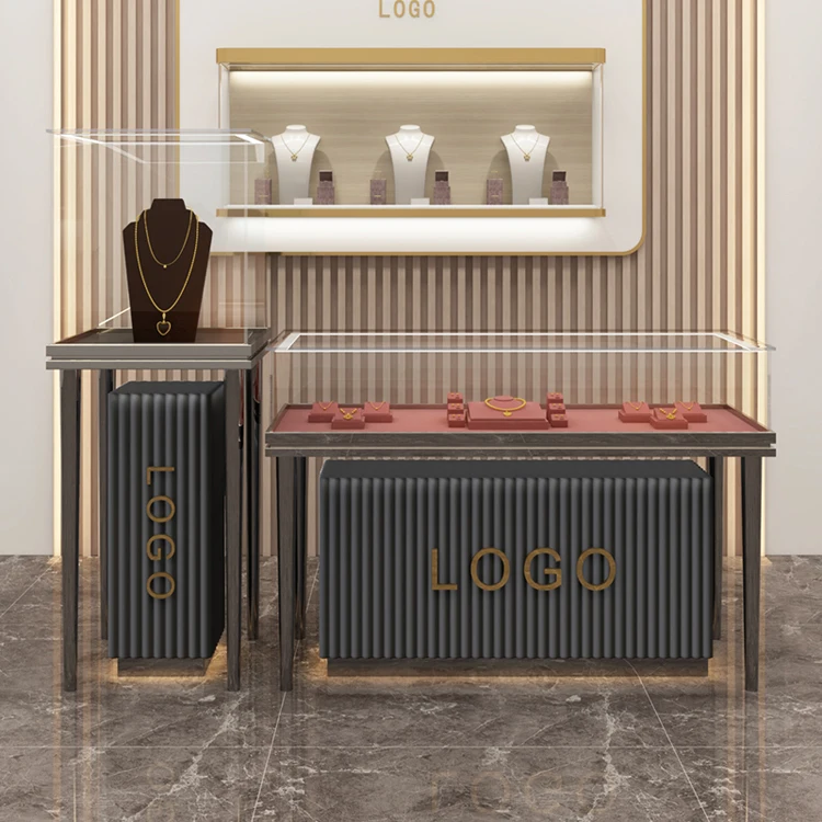 Glass counter display jewelry showcase metal jewelry stand displays for jewelry shop display