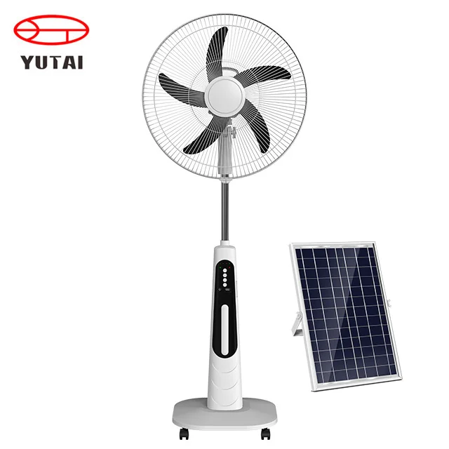 electric portable usb standing charging floor stand solar fans 12V DC 16 18 Inch rechargeable fan with solar panel