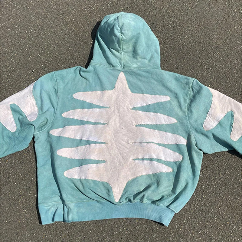 OEM Custom thick french terry cotton pullover casual men crop cut and sew nija turtleneck designer patches oversized hoodie