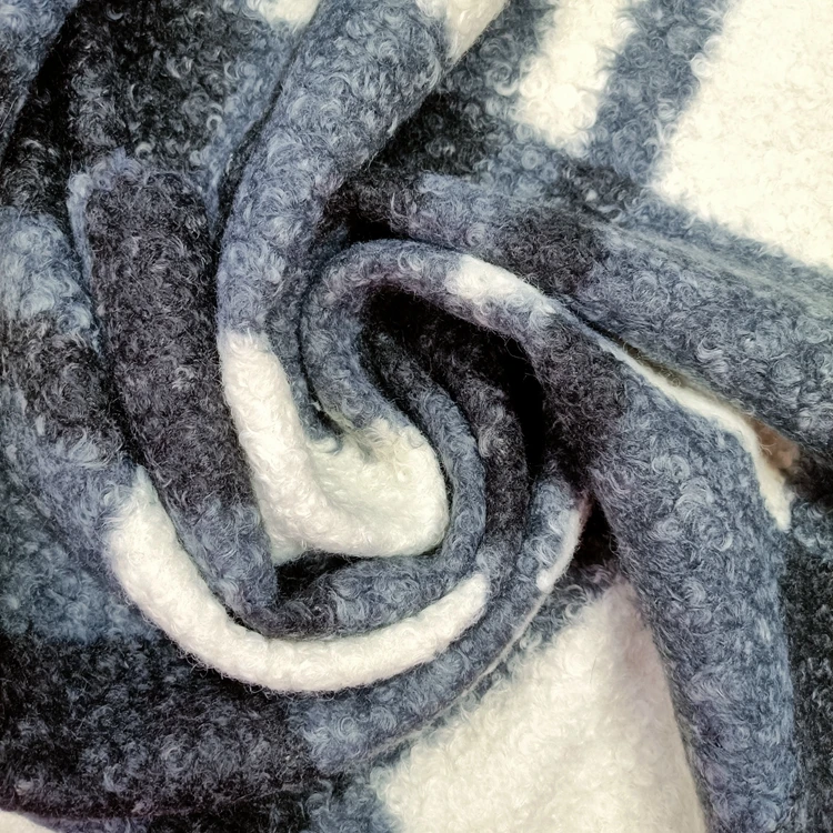 Ultra Soft 100% Polyester Plaid Sherpa Fleece Long Pile Hairy Shaggy Yarn Dyed Check Curly Fur Fabric