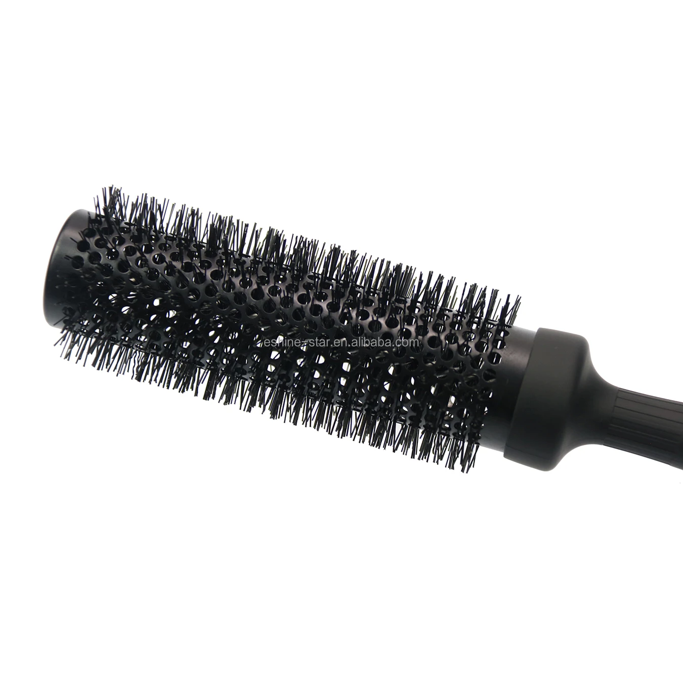 Custom Logo Black Round Ceramic Hair Brush XL-long 16 cm Barrel Aluminum Nylon Heat Resistant Hairbrush