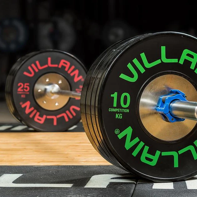 MOQ 1000KG Villain Weightlifting Color Striped Competition Bumper Plates MOQ 500KG